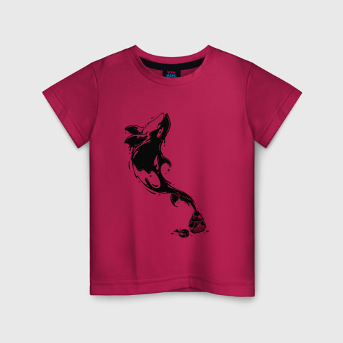 Детская футболка хлопок с принтом Чернильный дельфин, вид спереди #2