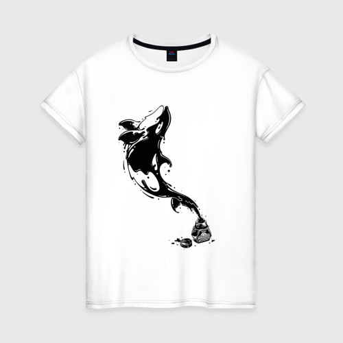 Женская футболка хлопок Чернильный дельфин, цвет белый