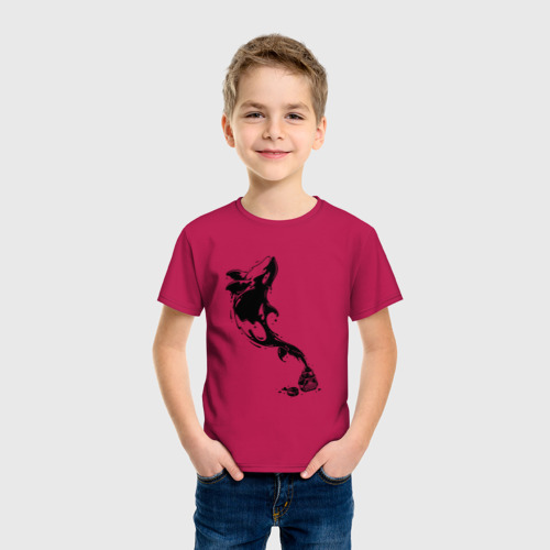 Детская футболка хлопок с принтом Чернильный дельфин, фото на моделе #1