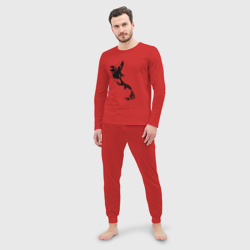 Мужская пижама с лонгсливом хлопок Чернильный дельфин - фото 2