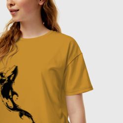 Женская футболка хлопок Oversize Чернильный дельфин - фото 2