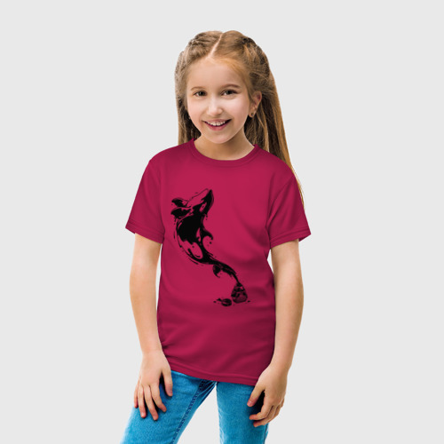 Детская футболка хлопок с принтом Чернильный дельфин, вид сбоку #3