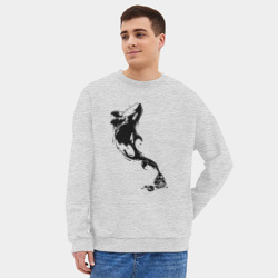 Мужской свитшот oversize без начеса хлопок Чернильный дельфин - фото 2