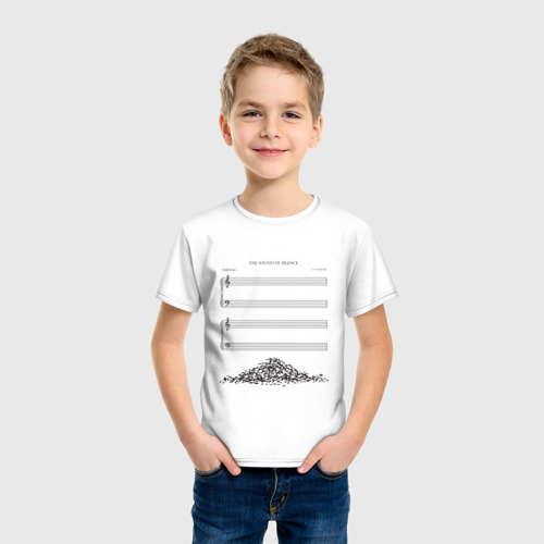 Детская футболка хлопок Звук тишины, цвет белый - фото 3
