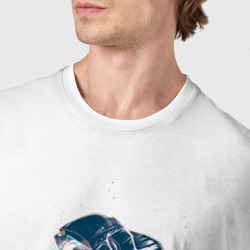 Футболка с принтом Космическая медуза для мужчины, вид на модели спереди №4. Цвет основы: белый
