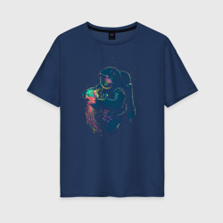 Женская футболка хлопок Oversize Космическая медуза