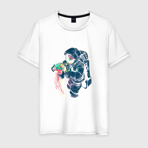 Мужская футболка из хлопка с принтом Космическая медуза, вид спереди №1