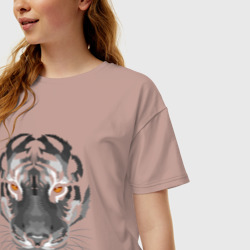 Женская футболка хлопок Oversize Белый тигр - фото 2