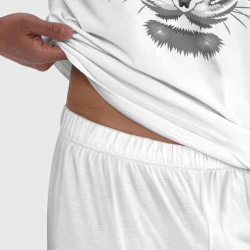 Мужская пижама хлопок Белый тигр, цвет белый - фото 6