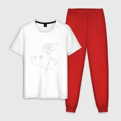 Мужская пижама с белой футболкой хлопок Bangtan Boys