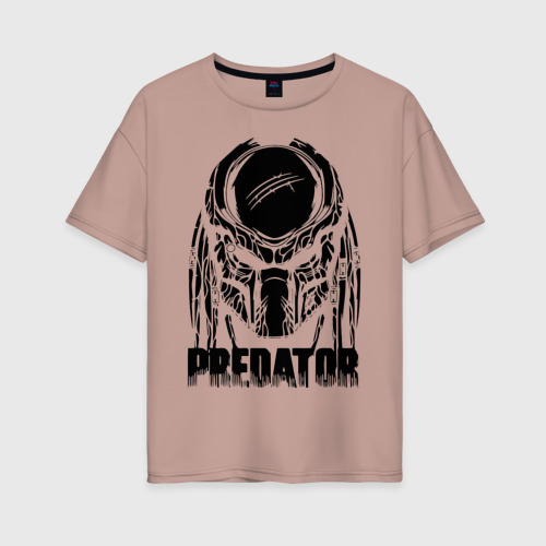 Женская футболка хлопок Oversize Predator, цвет пыльно-розовый