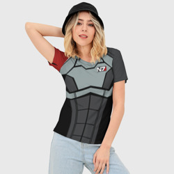 Женская футболка 3D Slim Mass effect - косплей костюм N7 - фото 2
