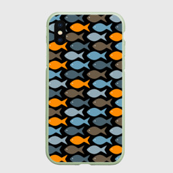 Чехол для iPhone XS Max матовый Рыбки паттерн
