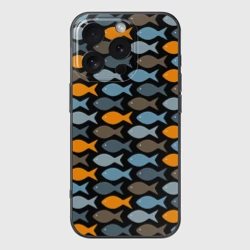Чехол для iPhone 16 Pro силиконовый с защитой камеры Рыбки паттерн