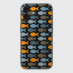 Чехол для iPhone 16 силиконовый с защитой камеры Рыбки паттерн