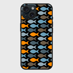 Чехол силиконовый для Apple iPhone 15 матовый Рыбки паттерн