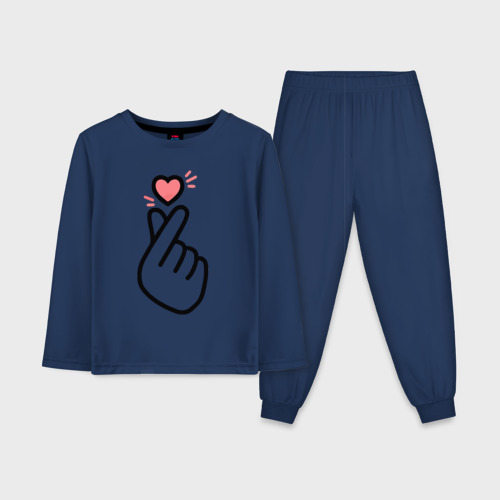 Детская пижама с лонгсливом хлопок K - pop, цвет темно-синий
