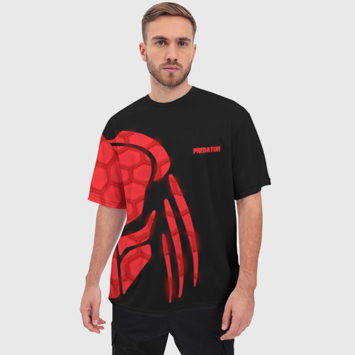 Мужская футболка oversize 3D Хищник Predator, цвет 3D печать - фото 3