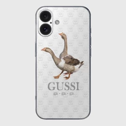 Чехол для iPhone 16 силиконовый с защитой камеры Гучи гучи