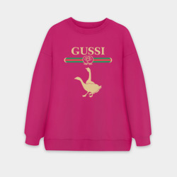 Женский свитшот oversize без начеса хлопок Гучи гуси га га га