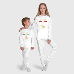 Пижама с принтом Гуси для ребенка, вид на модели спереди №5. Цвет основы: белый