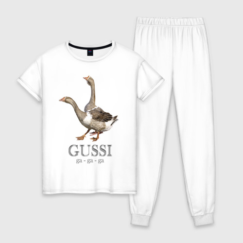 Женская пижама хлопок Гуси - гусси, цвет белый