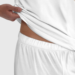 Пижама с принтом Гуси для мужчины, вид на модели спереди №4. Цвет основы: белый