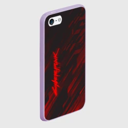 Чехол для iPhone 5/5S матовый Cyberpunk 2077 red - фото 2