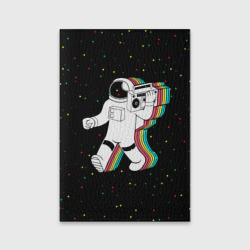 Обложка для паспорта матовая кожа Космонавт с магнитофоном