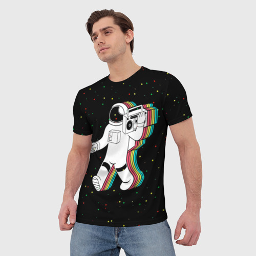 Мужская футболка 3D Космонавт с магнитофоном - фото 3