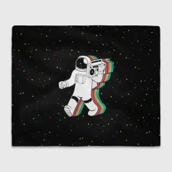 Плед 3D Космонавт с магнитофоном в космосе