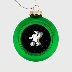 Стеклянный ёлочный шар Космонавт с магнитофоном