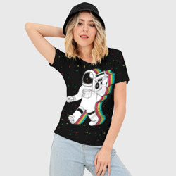 Женская футболка 3D Slim Космонавт с магнитофоном - фото 2