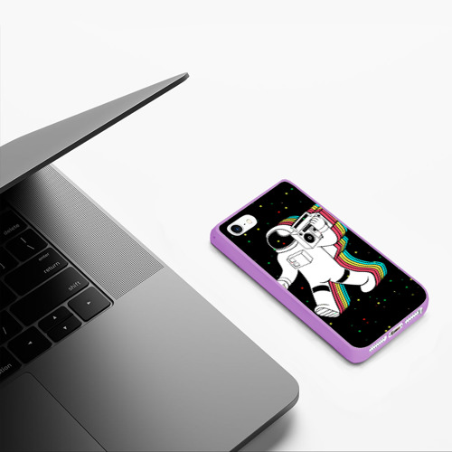Чехол для iPhone 5/5S матовый Космонавт с магнитофоном, цвет сиреневый - фото 5