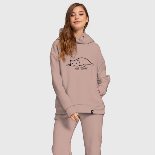 Женский костюм хлопок Oversize Not Today, цвет пыльно-розовый - фото 2