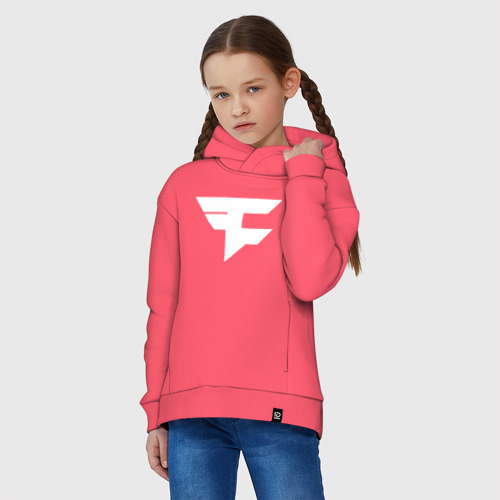 Детское худи Oversize хлопок FaZe clan, цвет коралловый - фото 3