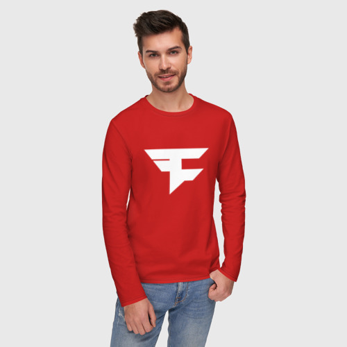 Мужской лонгслив хлопок FaZe clan, цвет красный - фото 3