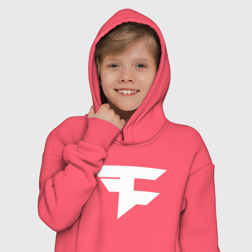 Детское худи Oversize хлопок FaZe clan, цвет коралловый - фото 12