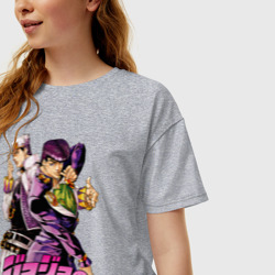 Женская футболка хлопок Oversize Джоскэ и Джотаро - фото 2