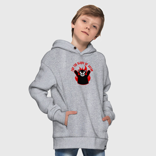 Детское худи Oversize хлопок Kumamon славит, цвет меланж - фото 9