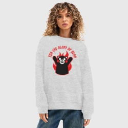 Женский свитшот oversize без начеса хлопок KUMAMON во славу медведя - фото 2