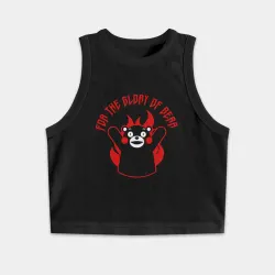 Женская укороченная майка-топ хлопок KUMAMON во славу медведя