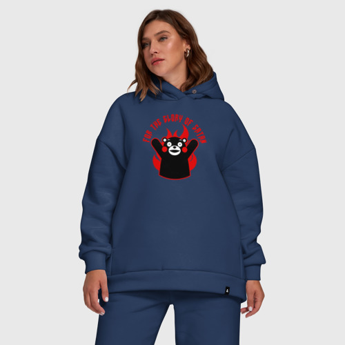 Женский костюм хлопок Oversize Kumamon славит, цвет темно-синий - фото 5