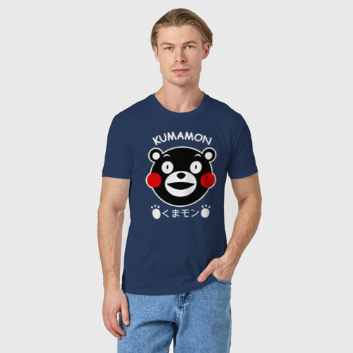 Мужская футболка хлопок Kumamon во славу сатаны, цвет темно-синий - фото 3