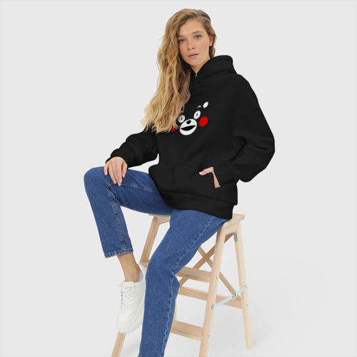 Женское худи Oversize хлопок Kumamon альбинос, цвет черный - фото 7