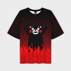 Мужская футболка oversize 3D Kumamon горит