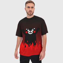 Мужская футболка oversize 3D Kumamon горит - фото 2