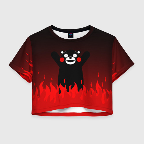 Женская футболка Crop-top 3D Kumamon горит, цвет 3D печать