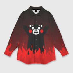 Мужская рубашка oversize 3D Kumamon горит