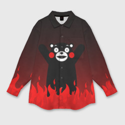 Женская рубашка oversize 3D Kumamon горит